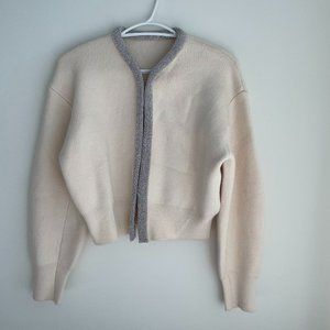 Alexander Wang cream rhinestone trim cardigan